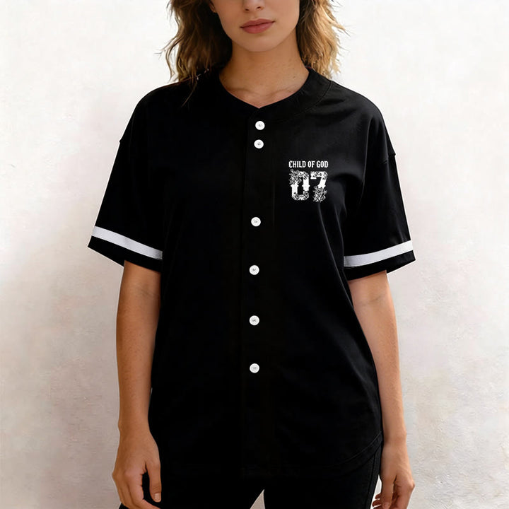 Christianartworkshop „Child Of God“ Baseballtrikot mit Blumenmuster, Nummer 07, Knopfleiste - image 2