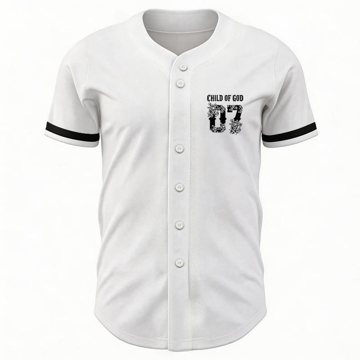 Christianartworkshop „Child Of God“ Baseballtrikot mit Blumenmuster, Nummer 07, Knopfleiste - image 10