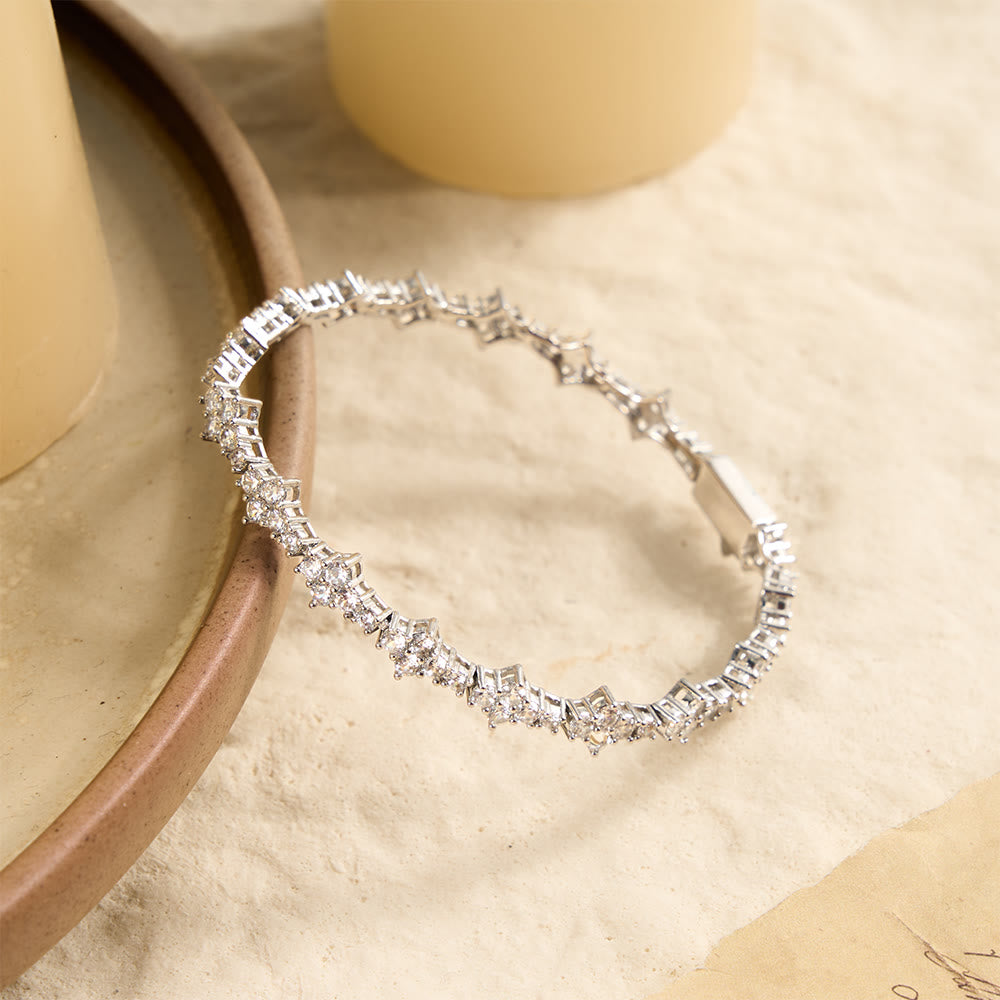 Christianartworkshop Armband mit sternförmigen Zirkonia-Gliedern und einreihige Halskette - Silber - Armband 9 Zoll/23 cm - image 6