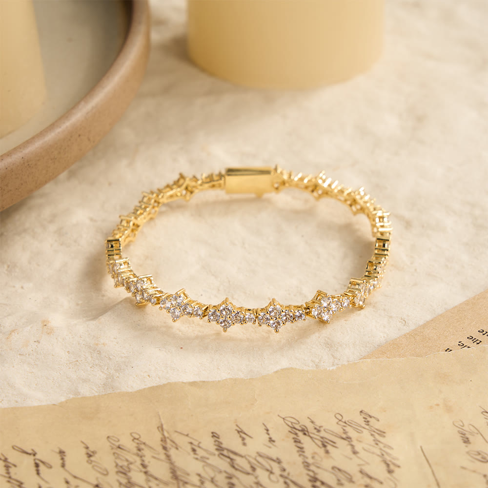 Christianartworkshop Armband mit sternförmigen Zirkonia-Gliedern und einreihige Halskette - Golden - Armband 9 Zoll/23 cm - image 8