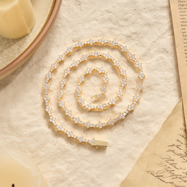 Christianartworkshop Armband mit sternförmigen Zirkonia-Gliedern und einreihige Halskette - Golden - Halskette 24 Zoll/60 cm - image 3
