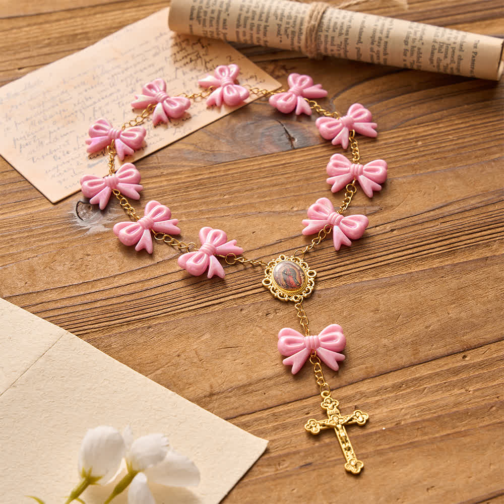 Christianartworkshop Rosenkranz mit rosa Schleife Unserer Lieben Frau von Guadalupe: Empfange ihren sanften Segen - image 6