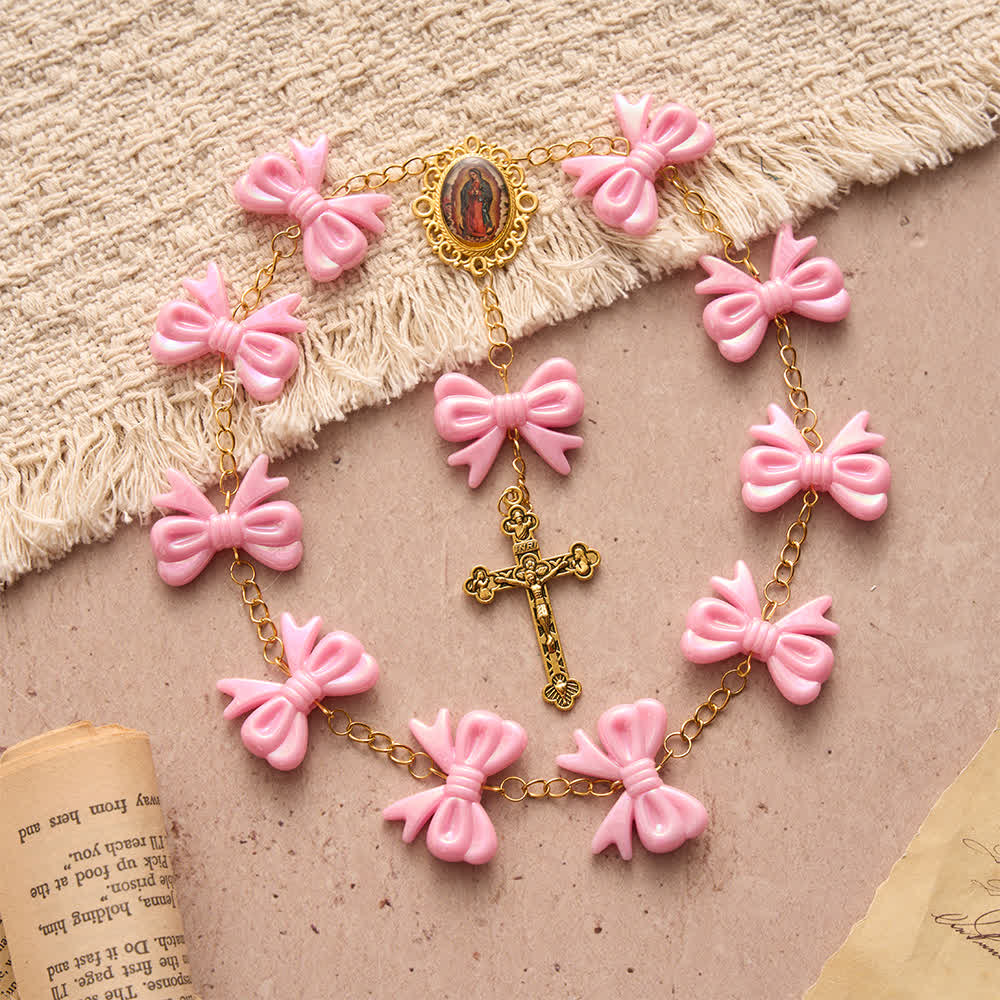 Christianartworkshop Rosenkranz mit rosa Schleife Unserer Lieben Frau von Guadalupe: Empfange ihren sanften Segen - image 5