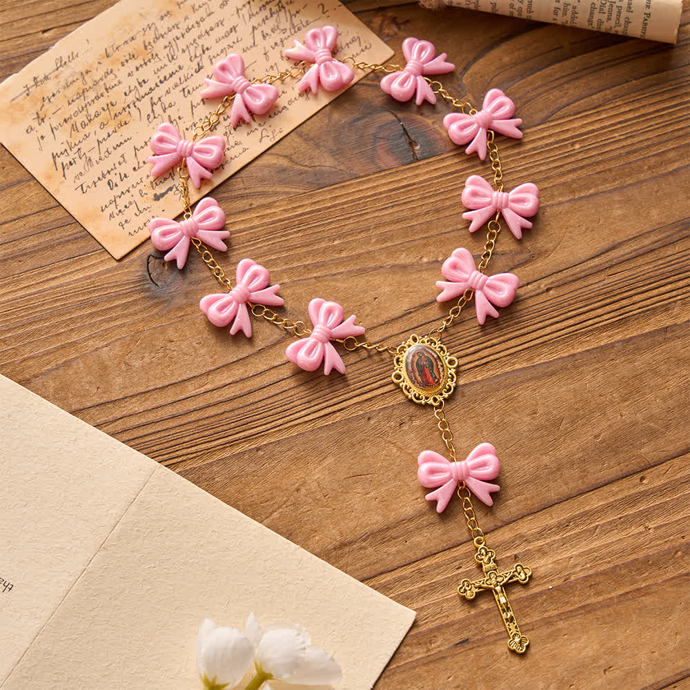 Christianartworkshop Rosenkranz mit rosa Schleife Unserer Lieben Frau von Guadalupe: Empfange ihren sanften Segen - image 4