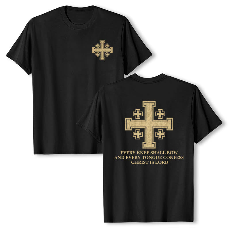 Christianartworkshop Vintage T-Shirt mit Jerusalem-Kreuz im Used-Look, doppelseitig bedruckt, Premium-Qualität, Kurzarm - Schwarz - 2XL - image 0