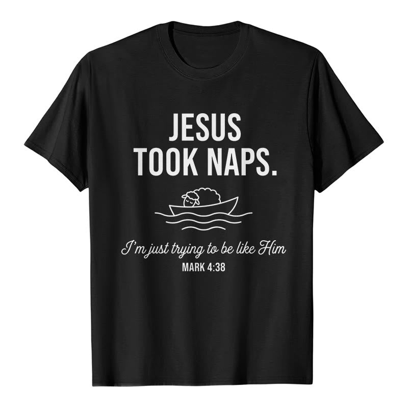 Christianartworkshop Lustiges Glaubenszitat: Schlafendes Lamm auf einem Boot – Minimalistisches Grafikdesign, Premium-Kurzarm-T-Shirt - Schwarz - 2XL - image 1