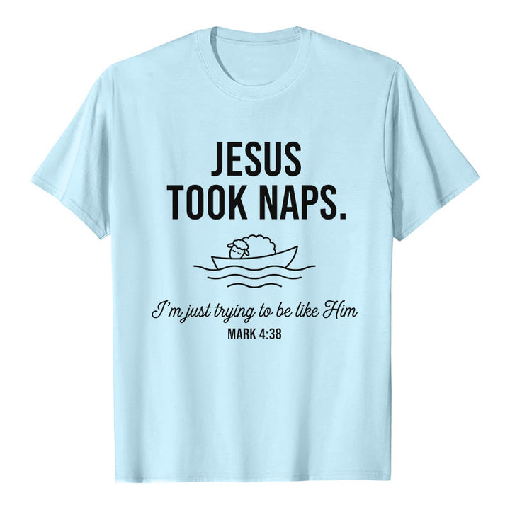 Christianartworkshop Lustiges Glaubenszitat: Schlafendes Lamm auf einem Boot – Minimalistisches Grafikdesign, Premium-Kurzarm-T-Shirt - Blau - 2XL - image 7