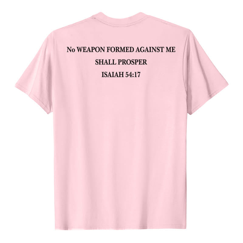 Christianartworkshop Keine Waffe, die gegen mich geschmiedet wird, soll Erfolg haben. Jesaja 54,17 Premium Kurzarm-T-Shirt mit Kreuz auf der Vorderseite und Rückseite. - image 11