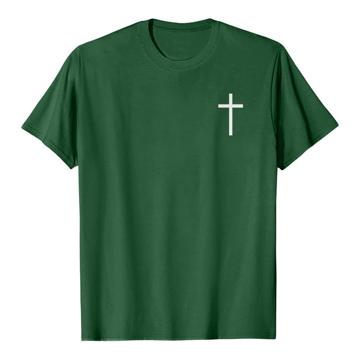 Christianartworkshop Keine Waffe, die gegen mich geschmiedet wird, soll Erfolg haben. Jesaja 54,17 Premium Kurzarm-T-Shirt mit Kreuz auf der Vorderseite und Rückseite. - image 19