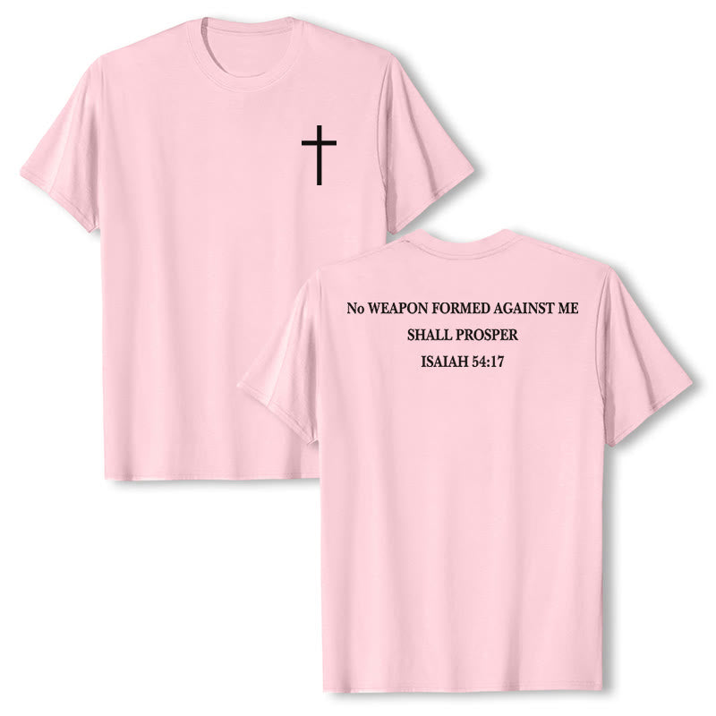 Christianartworkshop Keine Waffe, die gegen mich geschmiedet wird, soll Erfolg haben. Jesaja 54,17 Premium Kurzarm-T-Shirt mit Kreuz auf der Vorderseite und Rückseite. - Rosa - 2XL - image 9