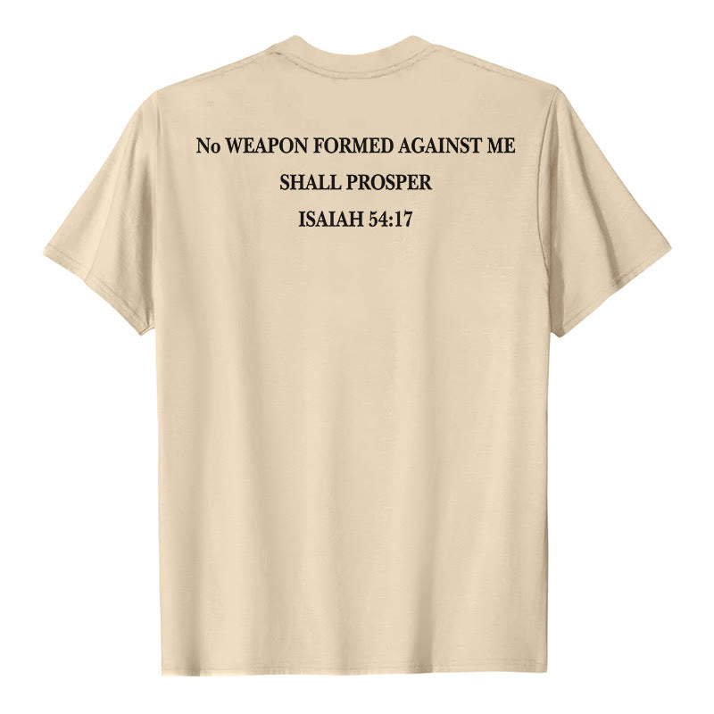 Christianartworkshop Keine Waffe, die gegen mich geschmiedet wird, soll Erfolg haben. Jesaja 54,17 Premium Kurzarm-T-Shirt mit Kreuz auf der Vorderseite und Rückseite. - image 26