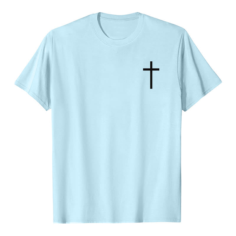 Christianartworkshop Keine Waffe, die gegen mich geschmiedet wird, soll Erfolg haben. Jesaja 54,17 Premium Kurzarm-T-Shirt mit Kreuz auf der Vorderseite und Rückseite. - image 22
