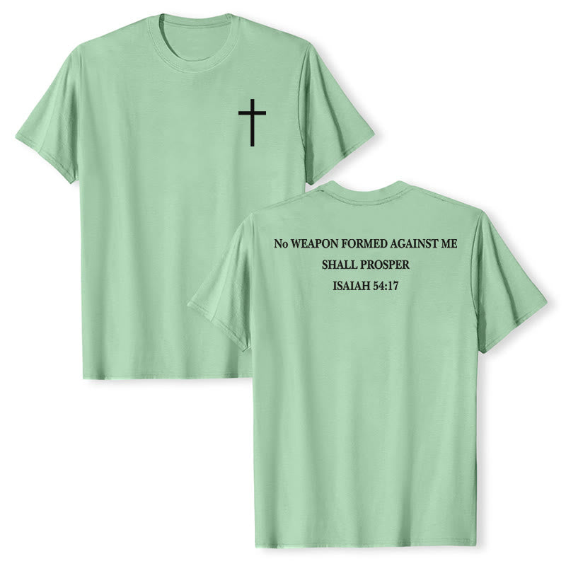 Christianartworkshop Keine Waffe, die gegen mich geschmiedet wird, soll Erfolg haben. Jesaja 54,17 Premium Kurzarm-T-Shirt mit Kreuz auf der Vorderseite und Rückseite. - Hellgrün - 2XL - image 15