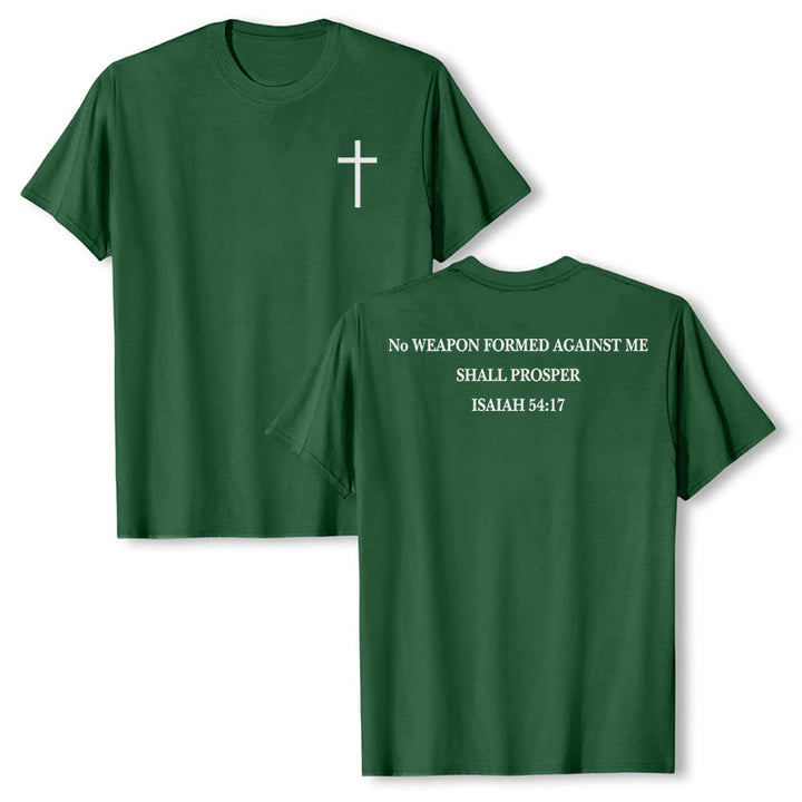 Christianartworkshop Keine Waffe, die gegen mich geschmiedet wird, soll Erfolg haben. Jesaja 54,17 Premium Kurzarm-T-Shirt mit Kreuz auf der Vorderseite und Rückseite. - Dunkelgrün - 2XL - image 18