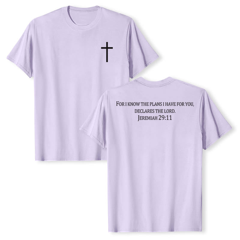 Christianartworkshop Denn ich kenne die Pläne, die ich für euch habe (Jeremia 29,11). Premium-T-Shirt mit kurzem Ärmel und Kreuz auf der Vorderseite, Bibelvers auf der Rückseite und Kreuz. - Hellgrün - 2XL - image 12