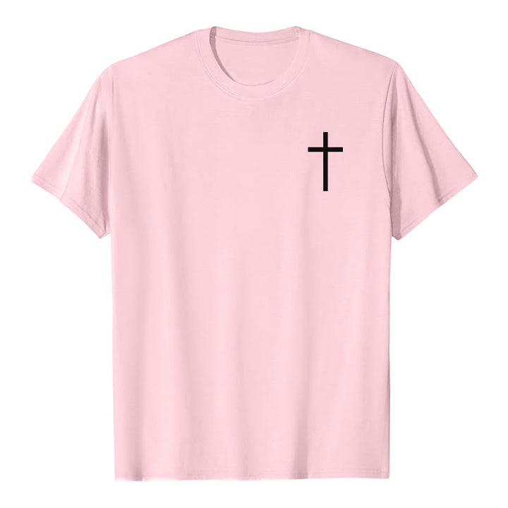 Christianartworkshop Denn ich kenne die Pläne, die ich für euch habe (Jeremia 29,11). Premium-T-Shirt mit kurzem Ärmel und Kreuz auf der Vorderseite, Bibelvers auf der Rückseite und Kreuz. - image 10
