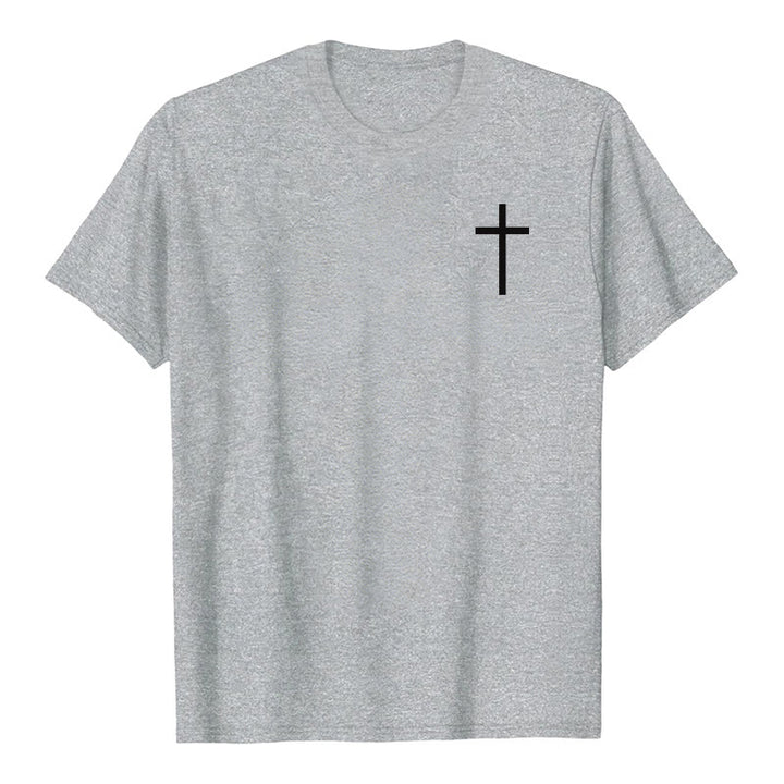 Christianartworkshop Denn ich kenne die Pläne, die ich für euch habe (Jeremia 29,11). Premium-T-Shirt mit kurzem Ärmel und Kreuz auf der Vorderseite, Bibelvers auf der Rückseite und Kreuz. - image 7