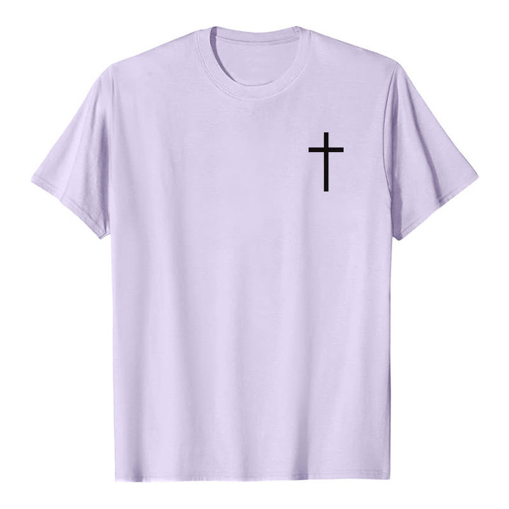 Christianartworkshop Johannes 3,16 Denn so sehr hat Gott die Welt geliebt Premium Kurzarm-T-Shirt mit Kreuz auf der Vorderseite, Bibelvers auf dem Rücken - image 13