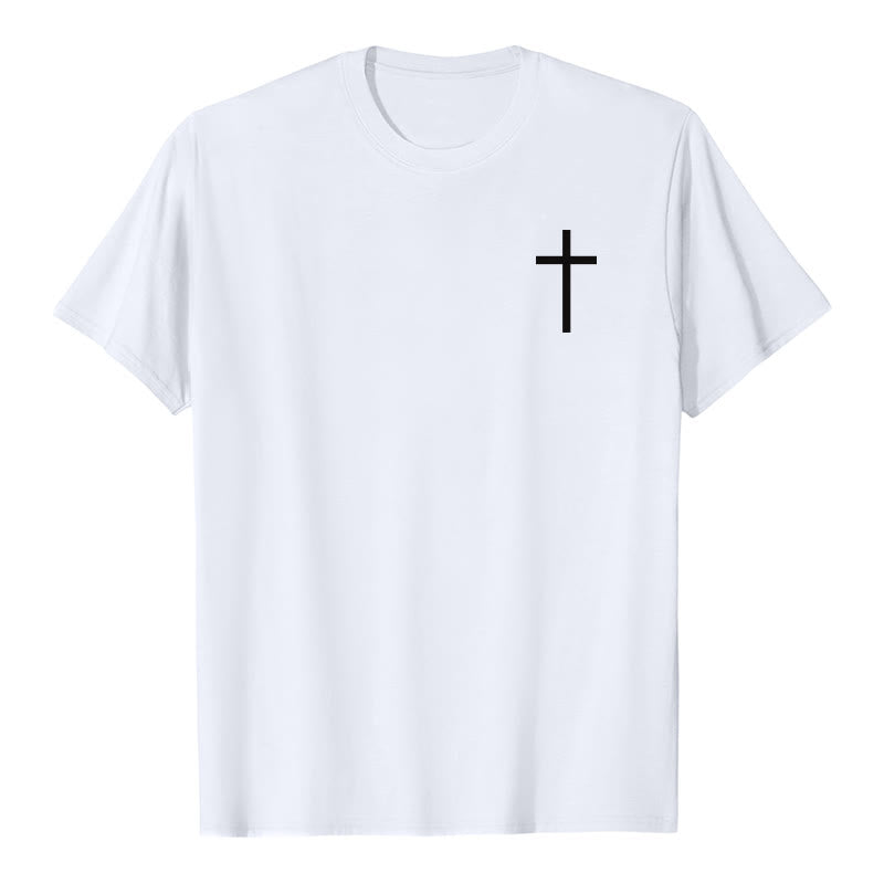 Christianartworkshop Johannes 3,16 Denn so sehr hat Gott die Welt geliebt Premium Kurzarm-T-Shirt mit Kreuz auf der Vorderseite, Bibelvers auf dem Rücken - image 7