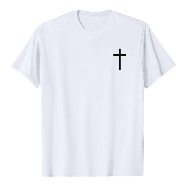 Christianartworkshop Johannes 3,16 Denn so sehr hat Gott die Welt geliebt Premium Kurzarm-T-Shirt mit Kreuz auf der Vorderseite, Bibelvers auf dem Rücken - image 7
