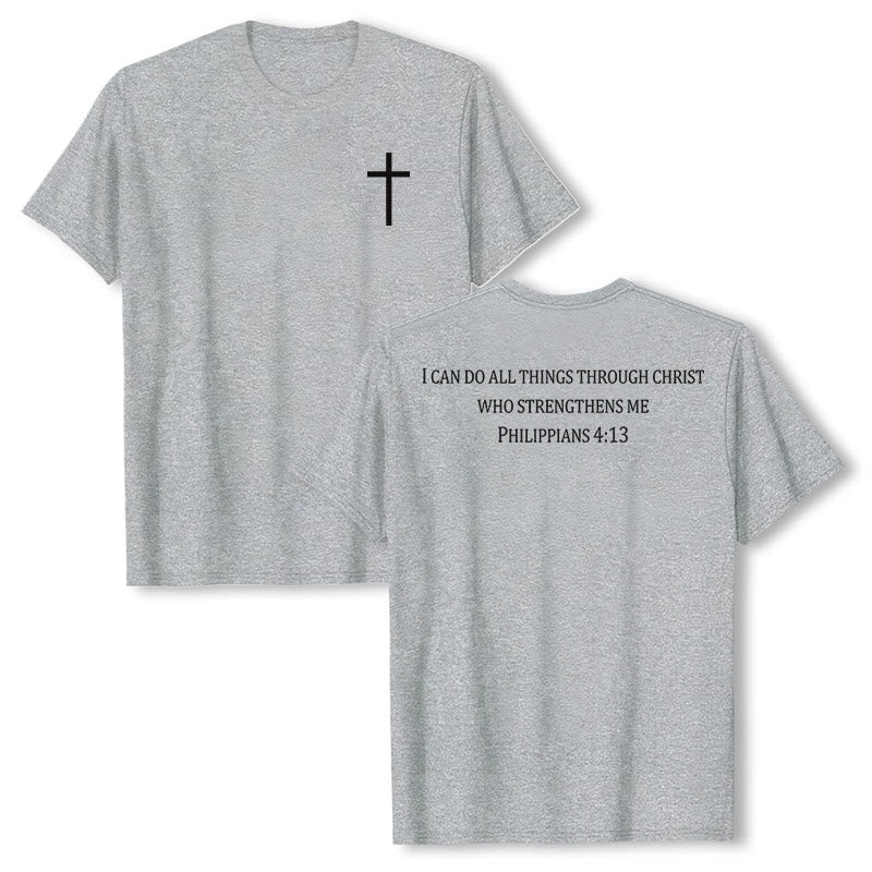 Christianartworkshop Klassisches T-Shirt mit Bibelversen und Aufdruck auf Vorder- und Rückseite – christliche Premium-Qualität, Kurzarm - Grau - 2XL - image 3