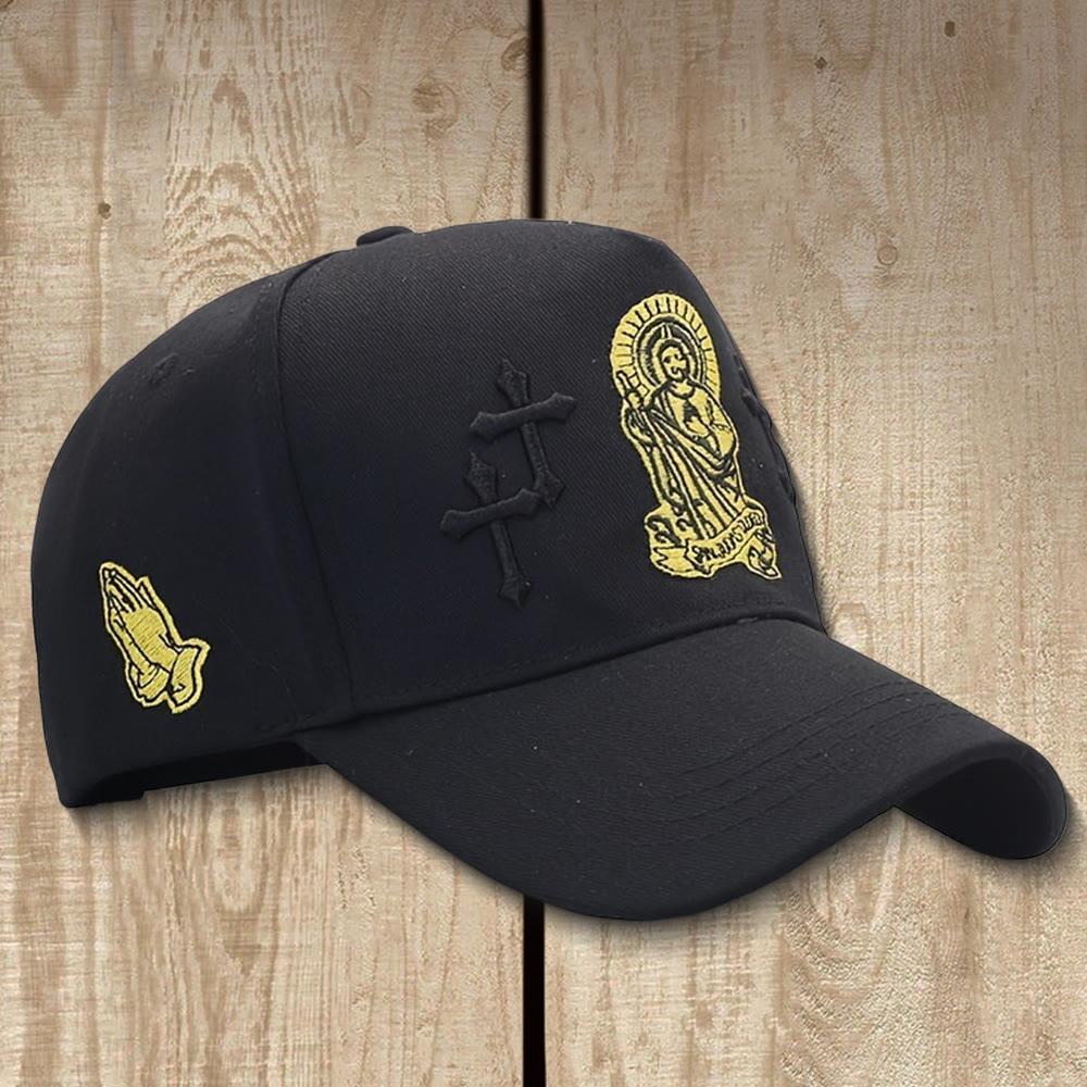 Christianartworkshop Klassische, verstellbare Baseballkappe mit St.-Judas- und Dreifachkreuzstickerei - image 2