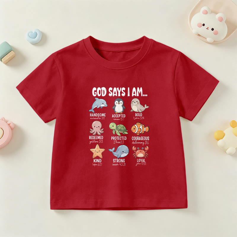 Christianartworkshop Bequemes Kurzarm-T-Shirt für Kinder mit Wal-, Pinguin- und Krabbenprint und Glaubensspruch - Lila - US/GB/AU 14, EU 170 - image 12