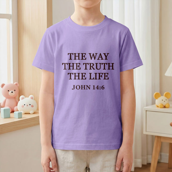 Christianartworkshop Der Weg, die Wahrheit, das Leben – Johannes 14,6 – Klassisches Serifenschrift-T-Shirt für Kinder mit kurzen Ärmeln - image 16