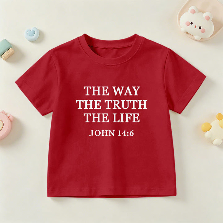 Christianartworkshop Der Weg, die Wahrheit, das Leben – Johannes 14,6 – Klassisches Serifenschrift-T-Shirt für Kinder mit kurzen Ärmeln - Rot - US/GB/AU 14, EU 170 - image 18