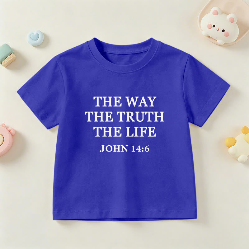 Christianartworkshop Der Weg, die Wahrheit, das Leben – Johannes 14,6 – Klassisches Serifenschrift-T-Shirt für Kinder mit kurzen Ärmeln - Blau - US/GB/AU 14, EU 170 - image 27