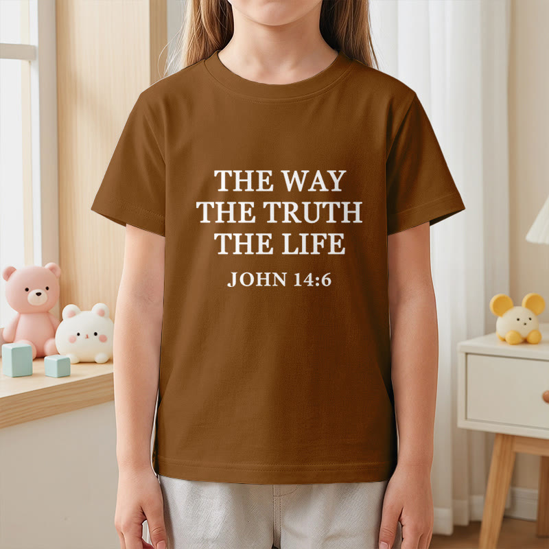 Christianartworkshop Der Weg, die Wahrheit, das Leben – Johannes 14,6 – Klassisches Serifenschrift-T-Shirt für Kinder mit kurzen Ärmeln - image 5