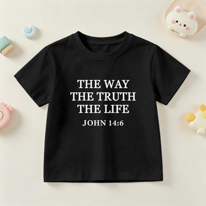 Christianartworkshop Der Weg, die Wahrheit, das Leben – Johannes 14,6 – Klassisches Serifenschrift-T-Shirt für Kinder mit kurzen Ärmeln - Schwarz - US/GB/AU 14, EU 170 - image 9