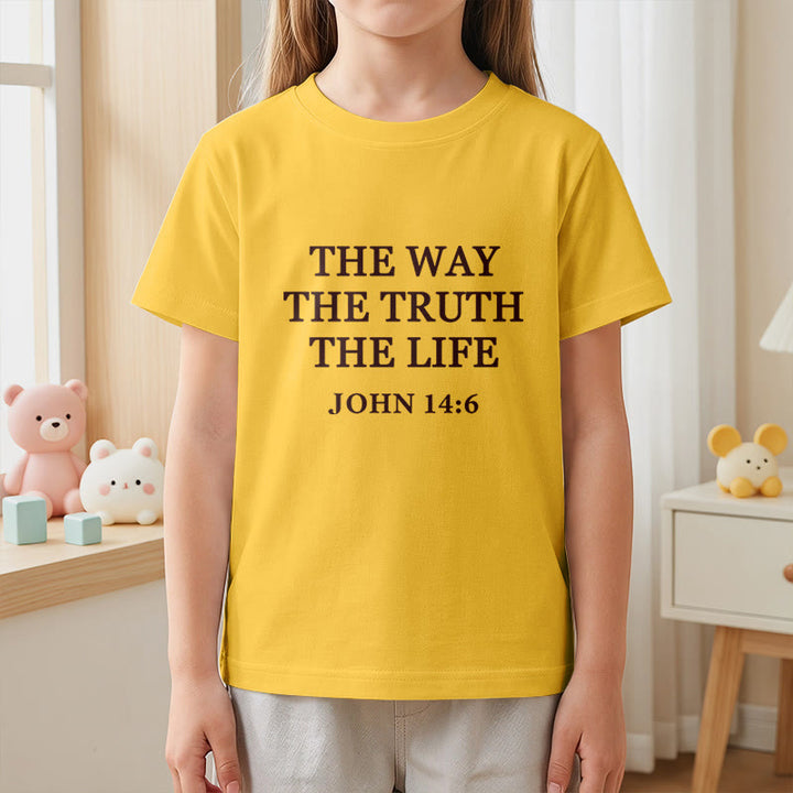 Christianartworkshop Der Weg, die Wahrheit, das Leben – Johannes 14,6 – Klassisches Serifenschrift-T-Shirt für Kinder mit kurzen Ärmeln - image 8