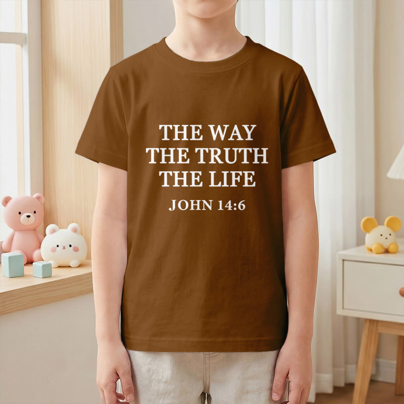 Christianartworkshop Der Weg, die Wahrheit, das Leben – Johannes 14,6 – Klassisches Serifenschrift-T-Shirt für Kinder mit kurzen Ärmeln - image 4