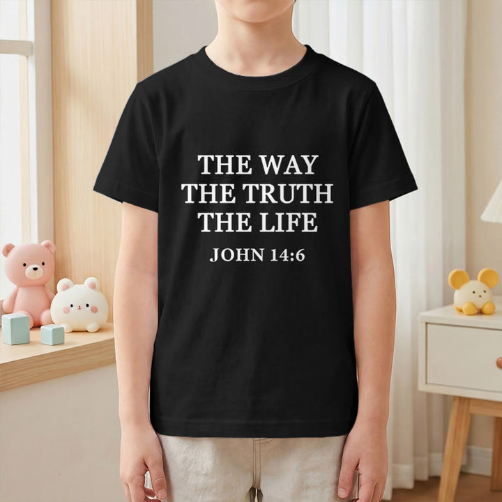 Christianartworkshop Der Weg, die Wahrheit, das Leben – Johannes 14,6 – Klassisches Serifenschrift-T-Shirt für Kinder mit kurzen Ärmeln - image 10