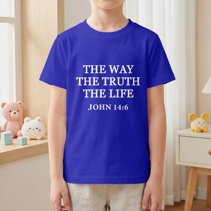 Christianartworkshop Der Weg, die Wahrheit, das Leben – Johannes 14,6 – Klassisches Serifenschrift-T-Shirt für Kinder mit kurzen Ärmeln - image 28