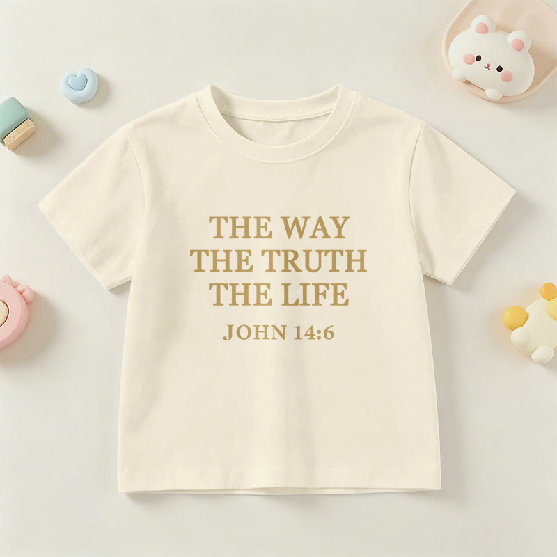 Christianartworkshop Der Weg, die Wahrheit, das Leben – Johannes 14,6 – Klassisches Serifenschrift-T-Shirt für Kinder mit kurzen Ärmeln - Beige - US/GB/AU 14, EU 170 - image 12