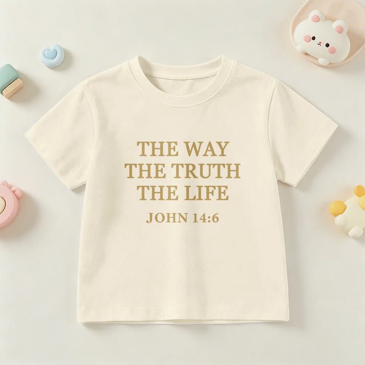 Christianartworkshop Der Weg, die Wahrheit, das Leben – Johannes 14,6 – Klassisches Serifenschrift-T-Shirt für Kinder mit kurzen Ärmeln - Beige - US/GB/AU 14, EU 170 - image 12