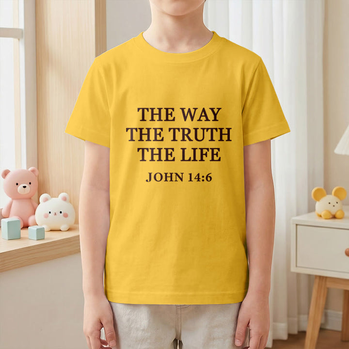 Christianartworkshop Der Weg, die Wahrheit, das Leben – Johannes 14,6 – Klassisches Serifenschrift-T-Shirt für Kinder mit kurzen Ärmeln - image 7