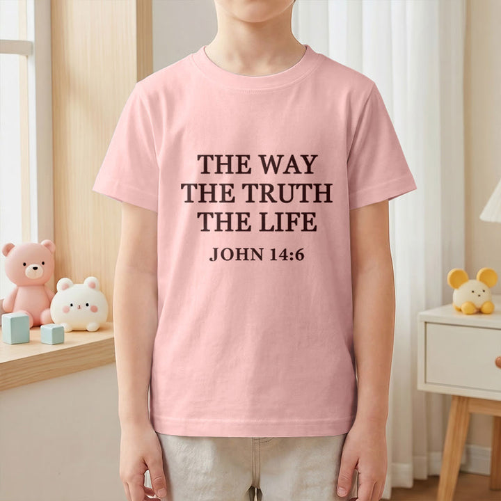 Christianartworkshop Der Weg, die Wahrheit, das Leben – Johannes 14,6 – Klassisches Serifenschrift-T-Shirt für Kinder mit kurzen Ärmeln - image 22