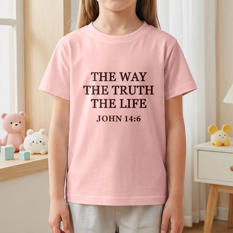 Christianartworkshop Der Weg, die Wahrheit, das Leben – Johannes 14,6 – Klassisches Serifenschrift-T-Shirt für Kinder mit kurzen Ärmeln - image 23