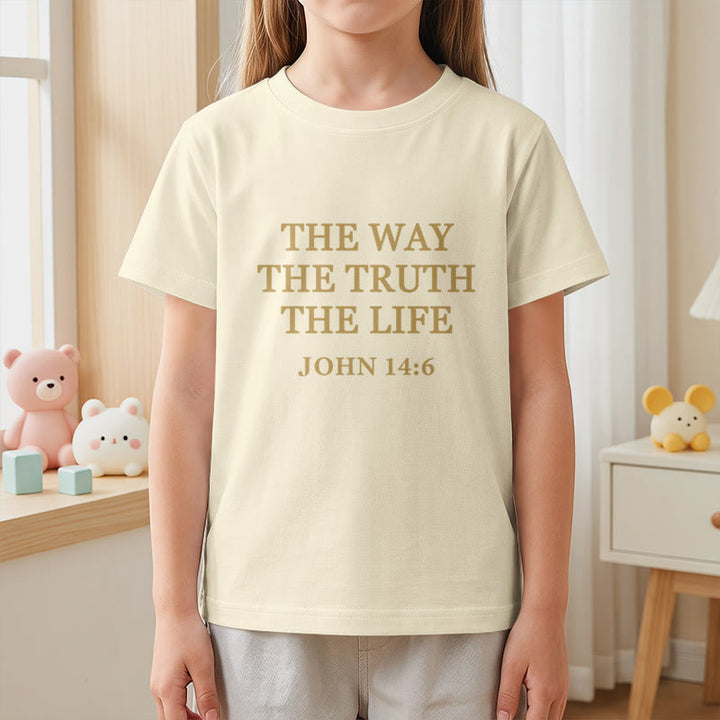 Christianartworkshop Der Weg, die Wahrheit, das Leben – Johannes 14,6 – Klassisches Serifenschrift-T-Shirt für Kinder mit kurzen Ärmeln - image 14
