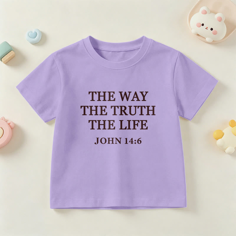 Christianartworkshop Der Weg, die Wahrheit, das Leben – Johannes 14,6 – Klassisches Serifenschrift-T-Shirt für Kinder mit kurzen Ärmeln - Lila - US/GB/AU 14, EU 170 - image 15