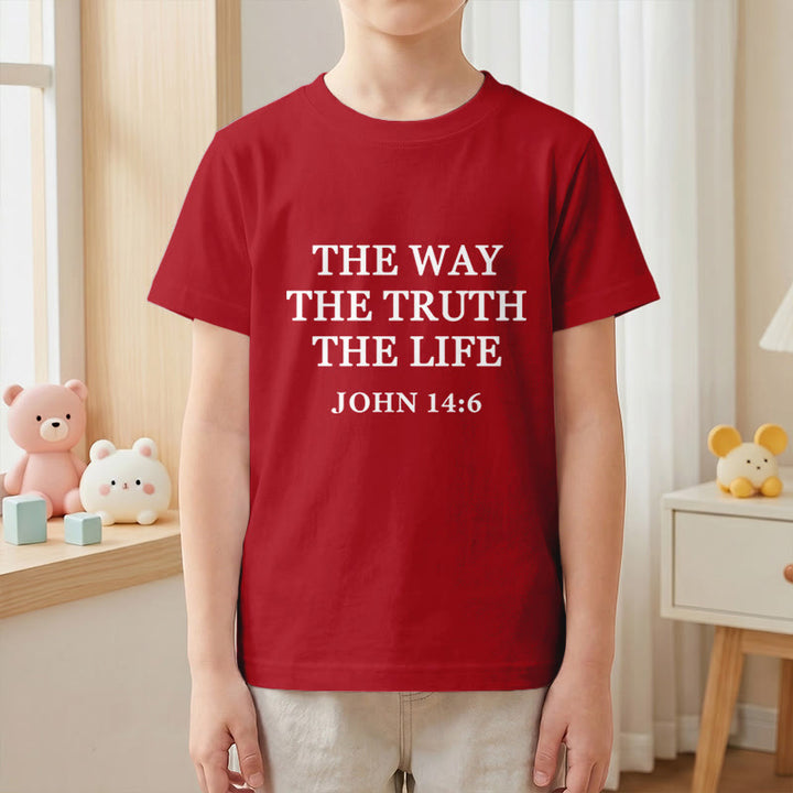 Christianartworkshop Der Weg, die Wahrheit, das Leben – Johannes 14,6 – Klassisches Serifenschrift-T-Shirt für Kinder mit kurzen Ärmeln - image 19