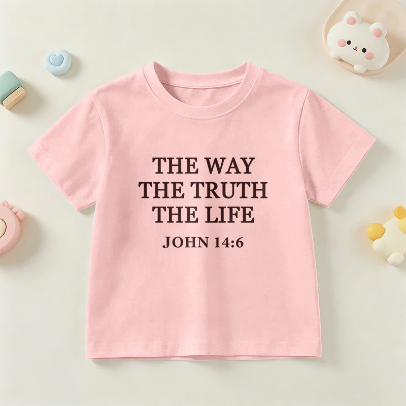 Christianartworkshop Der Weg, die Wahrheit, das Leben – Johannes 14,6 – Klassisches Serifenschrift-T-Shirt für Kinder mit kurzen Ärmeln - Rosa - US/GB/AU 14, EU 170 - image 21