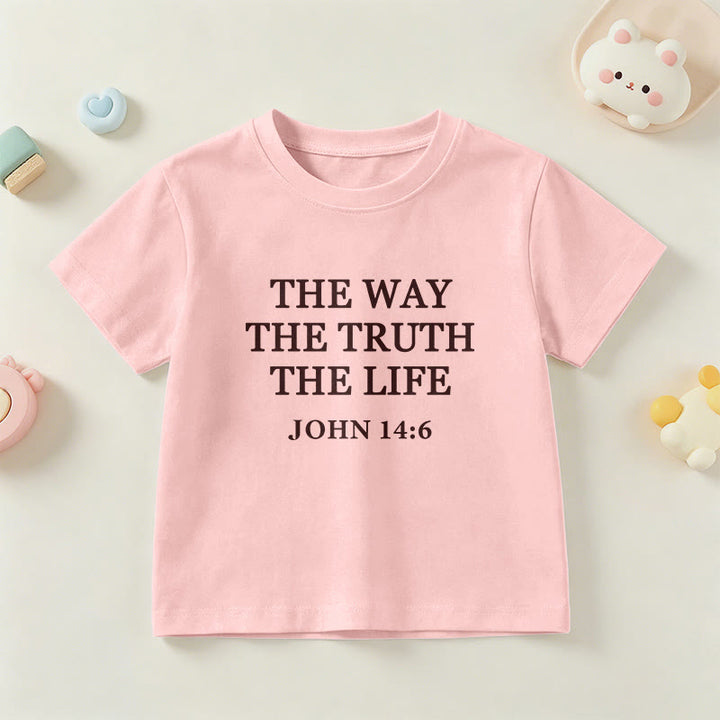 Christianartworkshop Der Weg, die Wahrheit, das Leben – Johannes 14,6 – Klassisches Serifenschrift-T-Shirt für Kinder mit kurzen Ärmeln - Rosa - US/GB/AU 14, EU 170 - image 21