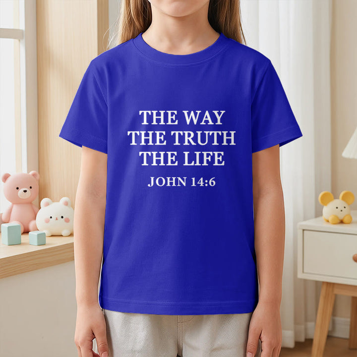 Christianartworkshop Der Weg, die Wahrheit, das Leben – Johannes 14,6 – Klassisches Serifenschrift-T-Shirt für Kinder mit kurzen Ärmeln - image 29