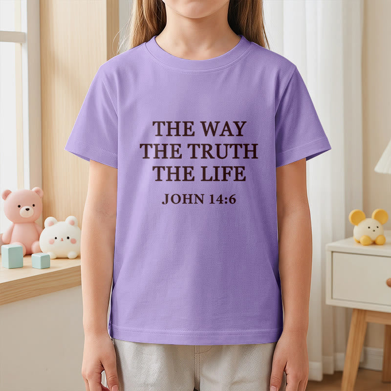 Christianartworkshop Der Weg, die Wahrheit, das Leben – Johannes 14,6 – Klassisches Serifenschrift-T-Shirt für Kinder mit kurzen Ärmeln - image 17