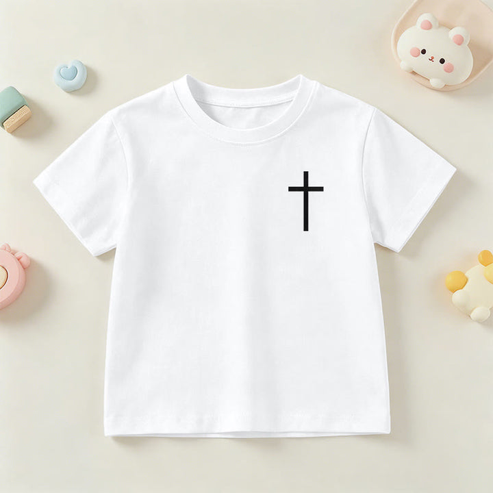Christianartworkshop Philipper 4,13 – Kurzarm-T-Shirt für Kinder mit Kreuz auf der Vorderseite und Rückseite in gotischer Schrift - image 12