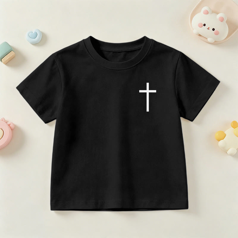 Christianartworkshop Philipper 4,13 – Kurzarm-T-Shirt für Kinder mit Kreuz auf der Vorderseite und Rückseite in gotischer Schrift - image 39